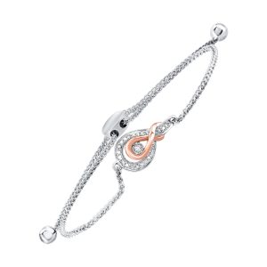 GOLD SILVER WHITE ROSE DIAMOND 1/20CTW BRACELET