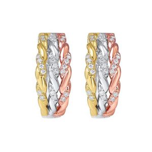 10KT TRICOLOR DIAMOND 1/6CTW EARRING