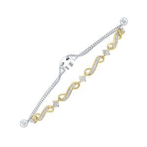 SILVER WHITE YELLOW DIAMOND 1/8CTW BRACELET