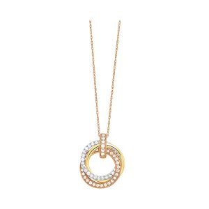 14KT TRICOLOR DIAMOND 1/2CTW PENDANT