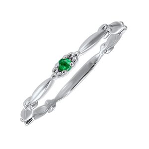 10KT WHITE GOLD & EMERALD 1/20CTW RING