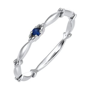 10KT WHITE GOLD & SAPPHIRE 1/20CTW RING