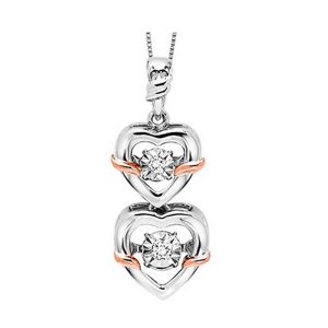 GOLD SILVER WHITE ROSE DIAMOND 1/20CTW PENDANT