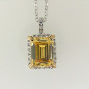 14 K WG Diamond & Green Quartz Pendant